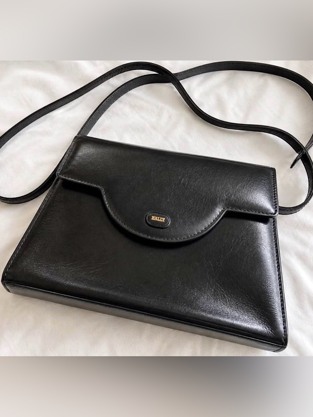 Bally Black Leather Satchel with Gold Logo Accent